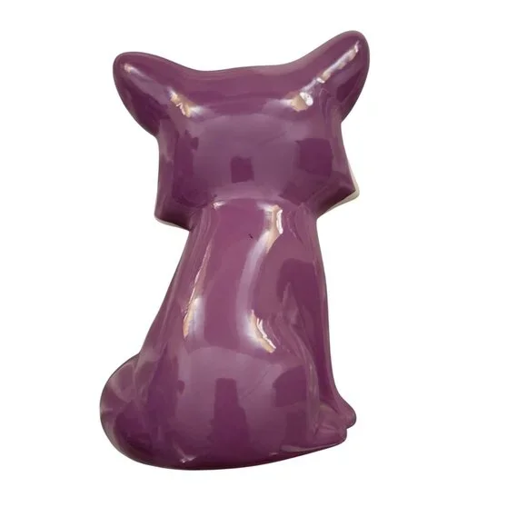 Purple & White Ceramic Fox Figurine For Home Decor - Picture 3 of 5